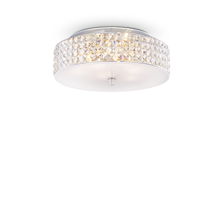 Plafón de techo Ideal Lux Roma cromo cristal y cerámica 6 luces 240W Ø40cm 000657