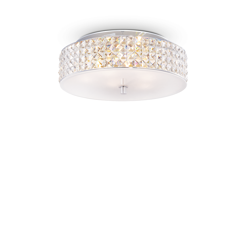 Plafón de techo Ideal Lux Roma cromo cristal y cerámica 6 luces 240W Ø40cm 000657