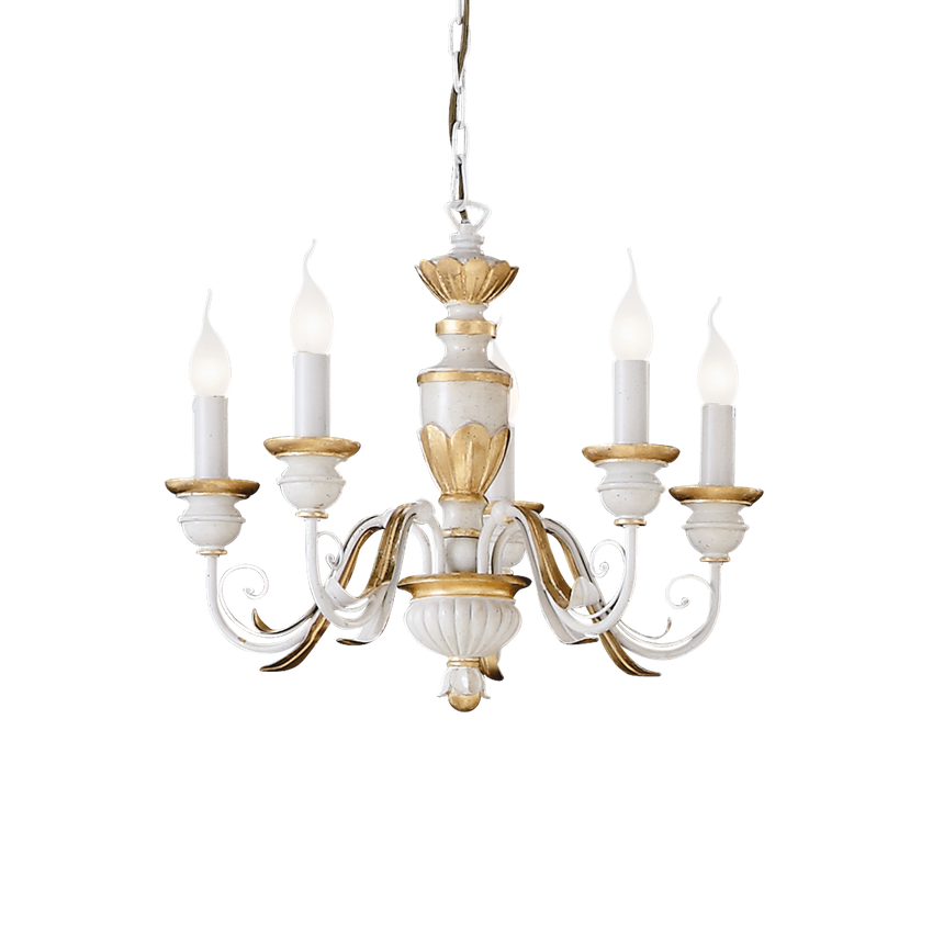 Lámpara colgante Ideal Lux Firenze blanco 5 luces 200W Ø55cm 012865