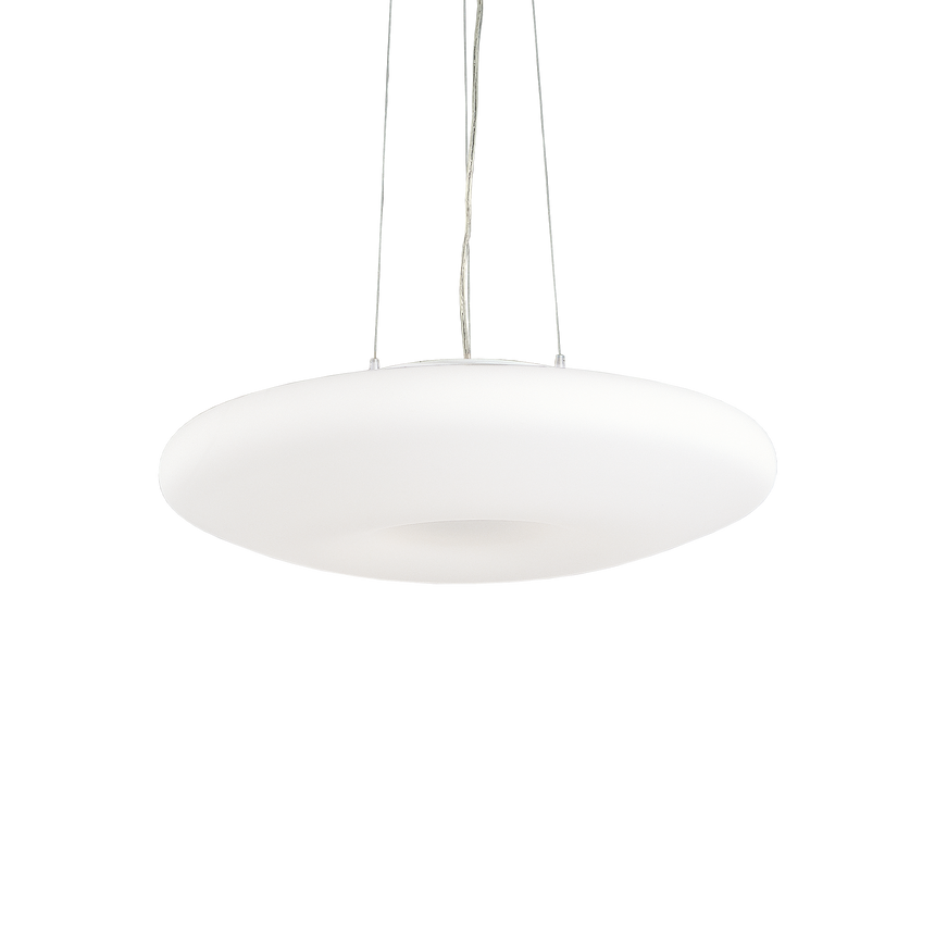 Lámpara colgante Ideal Lux Glory blanco cristal 5 luces 300W Ø60cm 019741