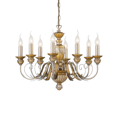 Lámpara colgante Ideal Lux Firenze 8 luces Ø64cm E14 dorado — ref. 020839 (1)