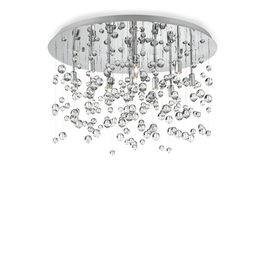 Plafón de techo Ideal Lux Neve cromo cristal 8 luces 320W Ø40,5cm 022222