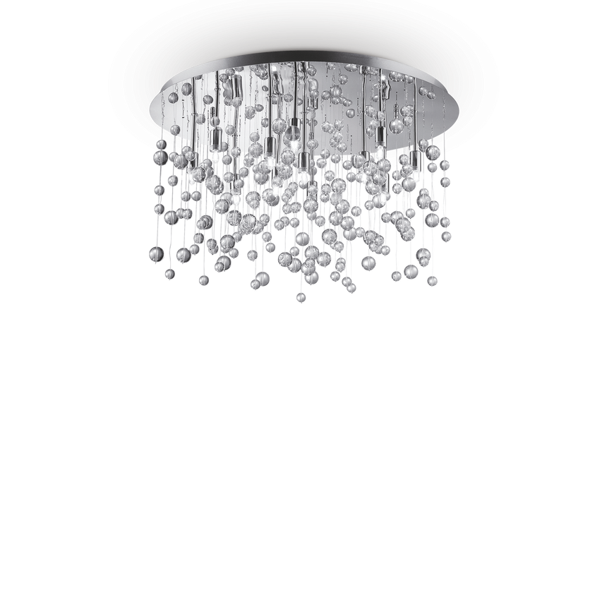 Plafón de techo Ideal Lux Neve cromo cristal 12 luces 480W Ø63cm 022239