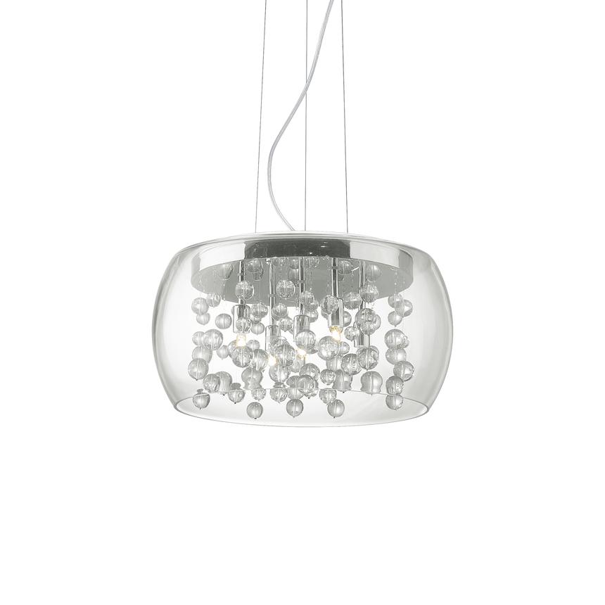 Lámpara colgante Ideal Lux Audi-80 transparente cristal 5 luces 200W Ø40cm 031743