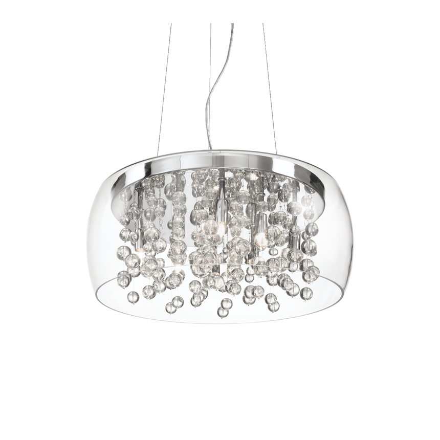 Lámpara colgante Ideal Lux Audi-80 transparente cristal 8 luces 320W Ø50cm 031750
