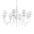 Lámpara colgante Ideal Lux Blanche blanco cristal y tela 8 luces 320W Ø92cm 035574