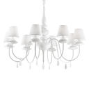 Lámpara colgante Ideal Lux Blanche blanco cristal y tela 8 luces Ø92cm 035574