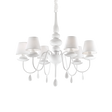 Lámpara colgante Ideal Lux Blanche blanco cristal y tela 6 luces 240W Ø78cm 035581