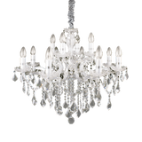 Lámpara colgante Ideal Lux Florian cromo cristal y cerámica 12 luces 480W Ø72cm 035604