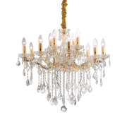 Lámpara colgante Ideal Lux Florian dorado cristal y cerámica 12 luces 480W Ø72cm 035611