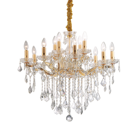 Lámpara colgante Ideal Lux Florian dorado cristal y cerámica 12 luces 480W Ø72cm 035611