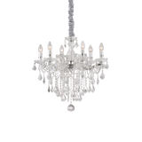 Lámpara colgante Ideal Lux Florian cromo cristal y cerámica 6 luces 240W Ø60cm 035628