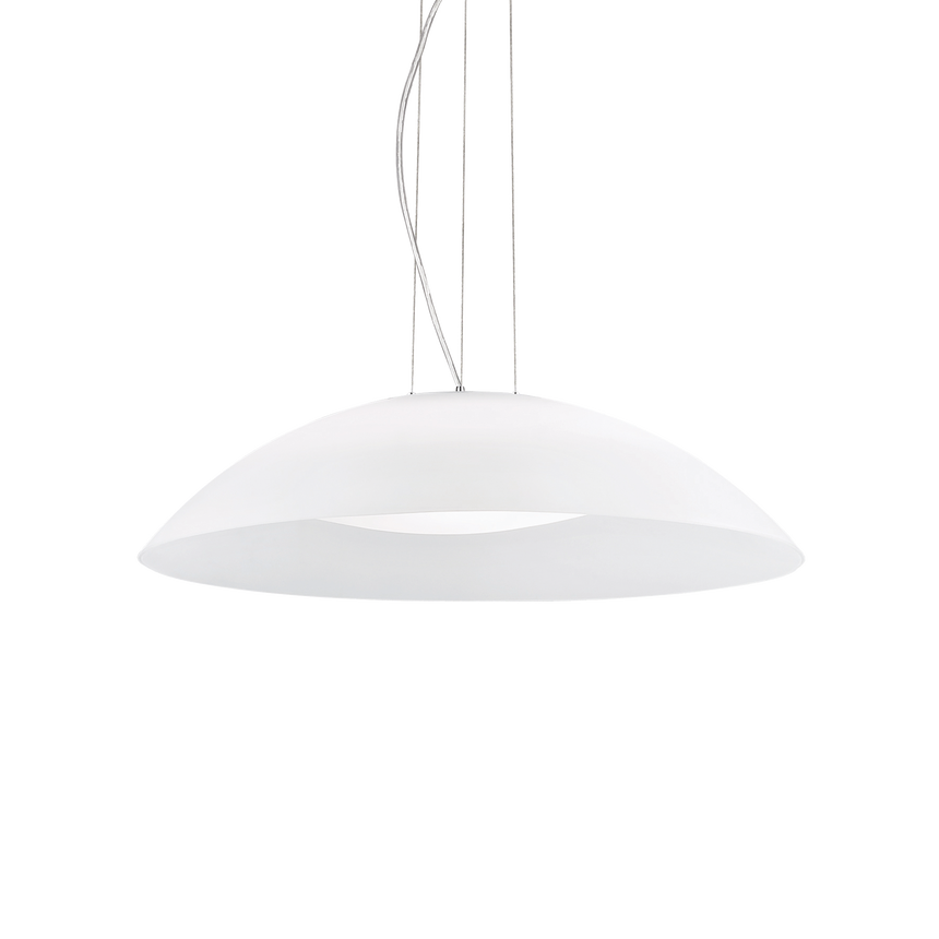 Lámpara colgante Ideal Lux Lena blanco cristal 3 luces 180W Ø64cm 035727