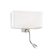Aplique de pared Ideal Lux Hotel blanco tela 2 luces Ø32cm 035949