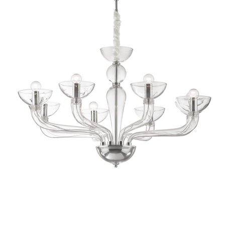 Lámpara colgante Ideal Lux Casanova transparente cristal 8 luces 320W Ø88cm 044255