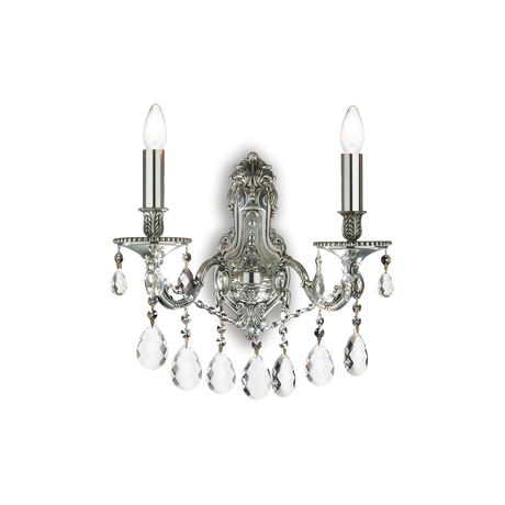 Aplique de pared Ideal Lux Gioconda plata cristal y cerámica 2 luces 80W Ø31cm 044910