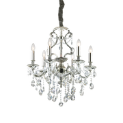Lámpara colgante Ideal Lux Gioconda plata cristal y cerámica 6 luces Ø62cm 044927