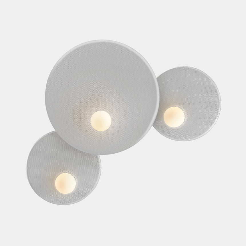 LedsC4 Aplique Trip Triple Ø30cm / Ø46cm / Ø30cm E14 27 gris piedra 05-8363-05-EM