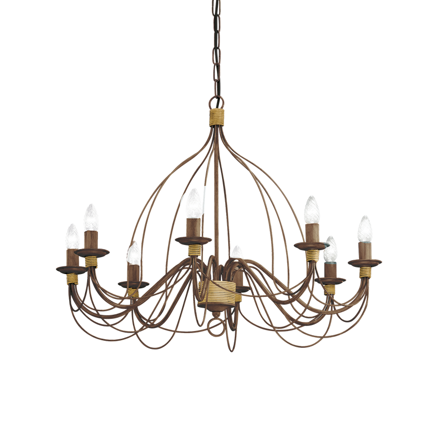 Lámpara colgante Ideal Lux Corte óxido 8 luces 320W Ø80cm 057194