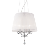 Lámpara colgante Ideal Lux Pegaso blanco cristal y tela 3 luces 84W Ø40cm 059235