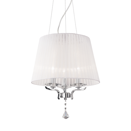 Lámpara colgante Ideal Lux Pegaso cristal y tela 3 luces Ø40cm E14 blanco — ref. 059235 (1)