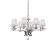 Lámpara colgante Ideal Lux Pegaso blanco cristal y tela 8 luces 224W Ø76cm 059242