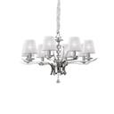 Lámpara colgante Ideal Lux Pegaso cristal y tela 8 luces Ø76cm E14 blanco — ref. 059242 (1)