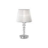 Lámpara de sobremesa Ideal Lux Pegaso blanco cristal y tela 60W Ø30cm 059259