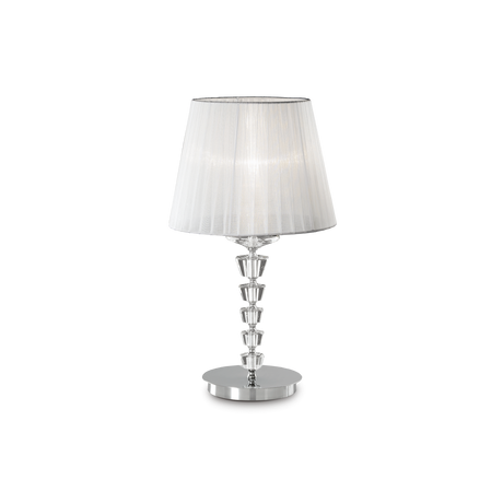 Lámpara de sobremesa Ideal Lux Pegaso blanco cristal y tela 60W Ø30cm 059259