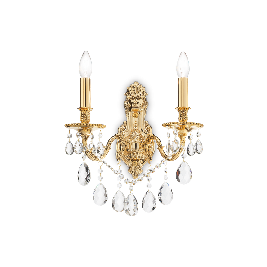 Aplique de pared Ideal Lux Gioconda dorado cristal y cerámica 2 luces 80W Ø31cm 060491