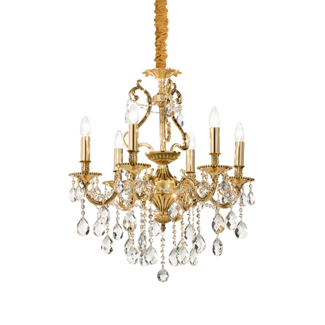 Lámpara colgante Ideal Lux Gioconda dorado cristal y cerámica 6 luces 240W Ø62cm 060507