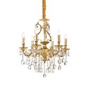 Lámpara colgante Ideal Lux Gioconda cristal y cerámica 6 luces Ø62cm E14 dorado — ref. 060507 (1)