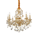Lámpara colgante Ideal Lux Gioconda dorado cristal y cerámica 8 luces Ø73cm 060514