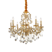 Lámpara colgante Ideal Lux Gioconda dorado cristal y cerámica 8 luces Ø73cm 060514
