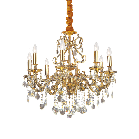 Lámpara colgante Ideal Lux Gioconda dorado cristal y cerámica 8 luces 320W Ø73cm 060514