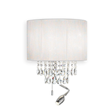 Aplique de pared Ideal Lux Opera blanco cristal y tela 3 luces Ø30cm 068268