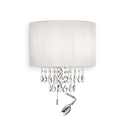 Aplique de pared Ideal Lux Opera blanco cristal y tela 3 luces Ø30cm 068268