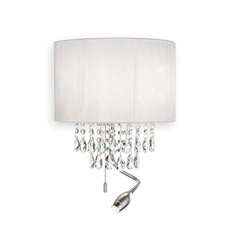 Aplique de pared Ideal Lux Opera blanco cristal y tela 3 luces Ø30cm 068268