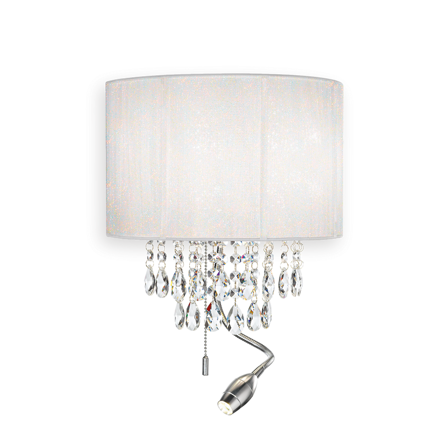 Aplique de pared Ideal Lux Opera blanco cristal y tela 3 luces Ø30cm 068268