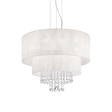 Lámpara colgante Ideal Lux Opera blanco cristal y tela 6 luces 360W Ø71cm 068299