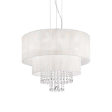 Lámpara colgante Ideal Lux Opera blanco cristal y tela 6 luces 360W Ø71cm 068299