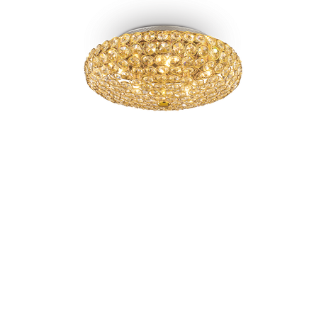 Plafón de techo Ideal Lux King dorado cristal y cerámica 5 luces 200W Ø38cm 073187