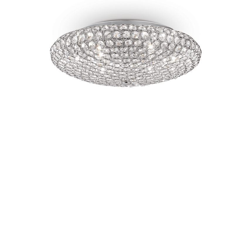 Plafón de techo Ideal Lux King cromo cristal y cerámica 9 luces 360W Ø53,5cm 073255