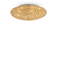 Plafón de techo Ideal Lux King dorado cristal y cerámica 9 luces 360W Ø53,5cm 073262