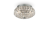 Plafón de techo Ideal Lux King cromo cristal y cerámica 3 luces 120W Ø25,5cm 075389