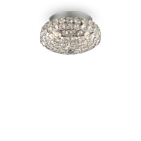 Plafón de techo Ideal Lux King cromo cristal y cerámica 3 luces 120W Ø25,5cm 075389