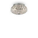 Plafón de techo Ideal Lux King cristal y cerámica 3 luces 120W Ø25,5cm cromo — ref. 075389 (1)