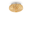 Plafón de techo Ideal Lux King dorado cristal y cerámica 3 luces 120W Ø25,5cm 075402