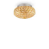 Plafón de techo Ideal Lux King dorado cristal y cerámica 3 luces 120W Ø25,5cm 075402