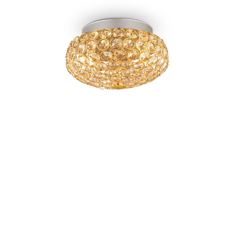 Plafón de techo Ideal Lux King dorado cristal y cerámica 3 luces 120W Ø25,5cm 075402